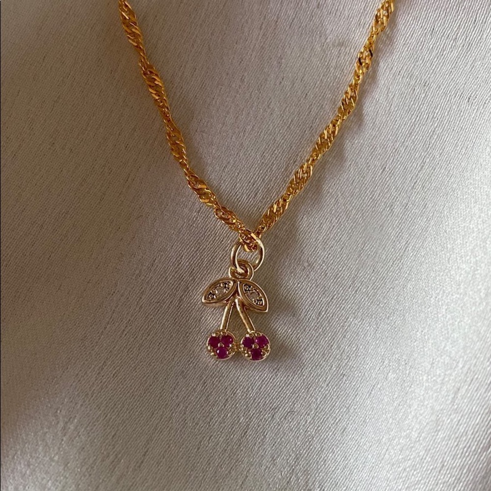 18k gold filled cherry necklace